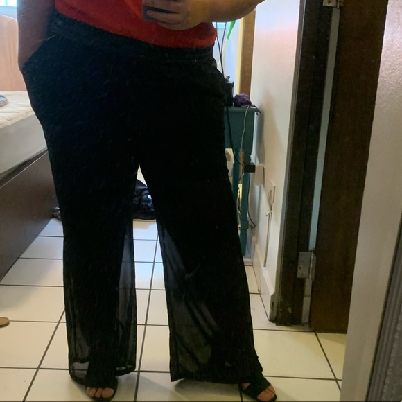 wet seal wide leg black pant - Picture 4 of 4